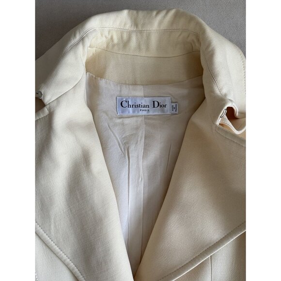 SOLD Auth Vintage Christian Dior Yellow Silk Belted Structured Coat Size XS - Picture 7 of 16